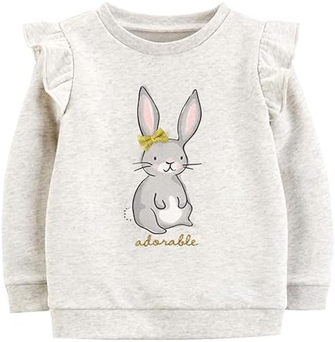 DDSOL Baby Girls Sweatshirt Unicorn Bunny Cotton Long Sleeved Tops T-Shirts Kids Toddler Pullover Clothes Size 2-8T