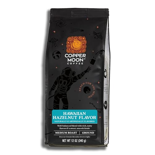 Copper Moon Ground Coffee, Medium Roast, Hawaiian Hazelnut Blend, 12 Oz