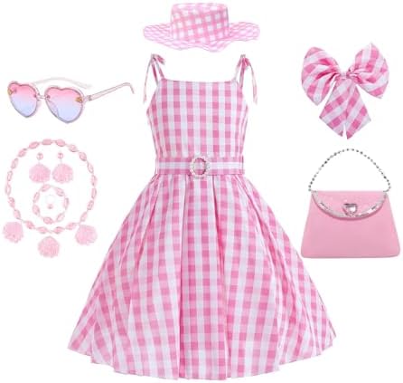 Pink Costume for Girls Halloween Dress up from Doll Movie with Accessories