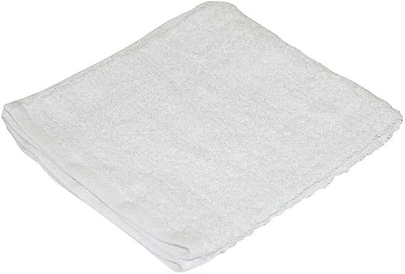 White Cotton Terry Shop Towels, 14 x 17 Inch Reusable Cleaning, 12 Pack