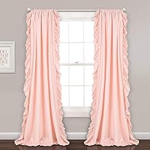Lush Decor Reyna Ruffle Window Curtain Panel Set, Pair, 54" W x 63" L, Ivory - Flowy Curtain Set - Romantic Ruffle Curtains for Bedroom, Living room, or Dining Room - Farmhouse & Cottage Home Decor