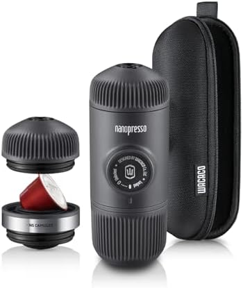 WACACO Nanopresso with Protective Case & NS Adapter Bundle - Portable Espresso Maker with Capsule Compatibility