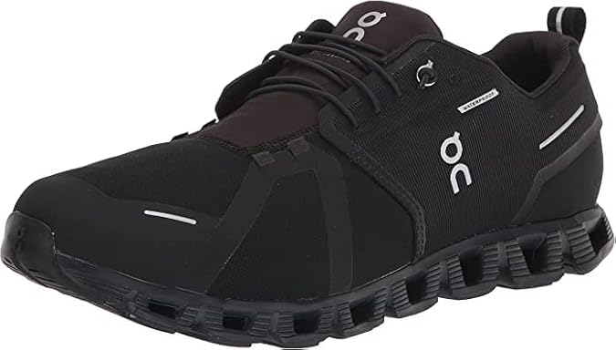On Men's Cloud 5 Waterproof Sneakers, Black/Black, 10