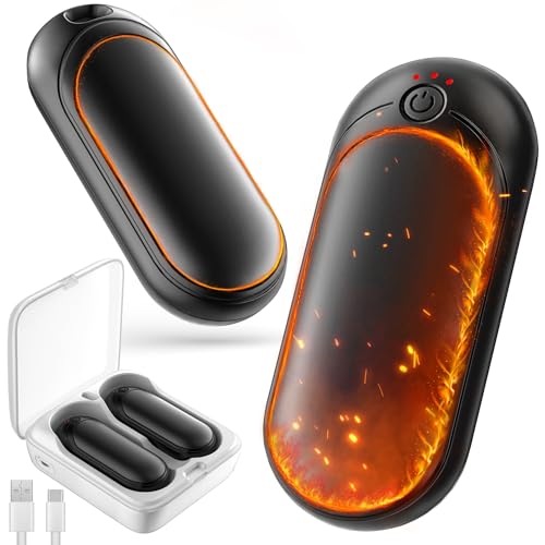 Hand Warmers Rechargeable with 10000 mAh Charging Box,2 Pack Portable Electric Handwarmers, Reusable Pocket Heater Great for, Hunting, Golf, Camping, Raynauds, Christmas Outdoor,Women Men Gifts