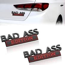 Bad Ass Edition Emblem, 3D Fender Badge Decal Replacement, Auto Accessories for Tailgate, Front Grille, Hood, Trunk, Compatible with Car, Motorcycle, SUV (Black-White)