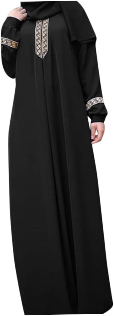 Black Abaya for Women Muslim UK, Cotton Abaya Prayer Clothes Plain Loose Prayer Robe Muslim Dresses Ramadan Jilbabs Eid Dresses for Women, XL
