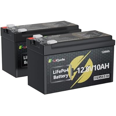 1212.8V 10Ah LiFePO4 Lithium Battery 4000 Deep Cycles Rechargeable Battery for UPS, Solar Panel, Power Wheels, Kayak Fish Finder, Scooter, RV, Marine - Safe & Lightweight Design