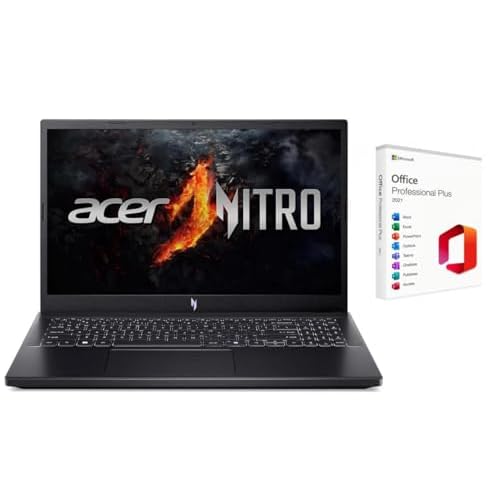 acer Nitro 15.6 FHD 144Hz Gaming Laptop|AMD Ryzen 5 7535HSBeat i7 1255U| NVIDIA GeForce RTX 4050 | Backlit |Copilot | 16GB RAM DDR5 | 512GB SSD |Windows 11 Pro |Bundle with Microsoft Office 2021