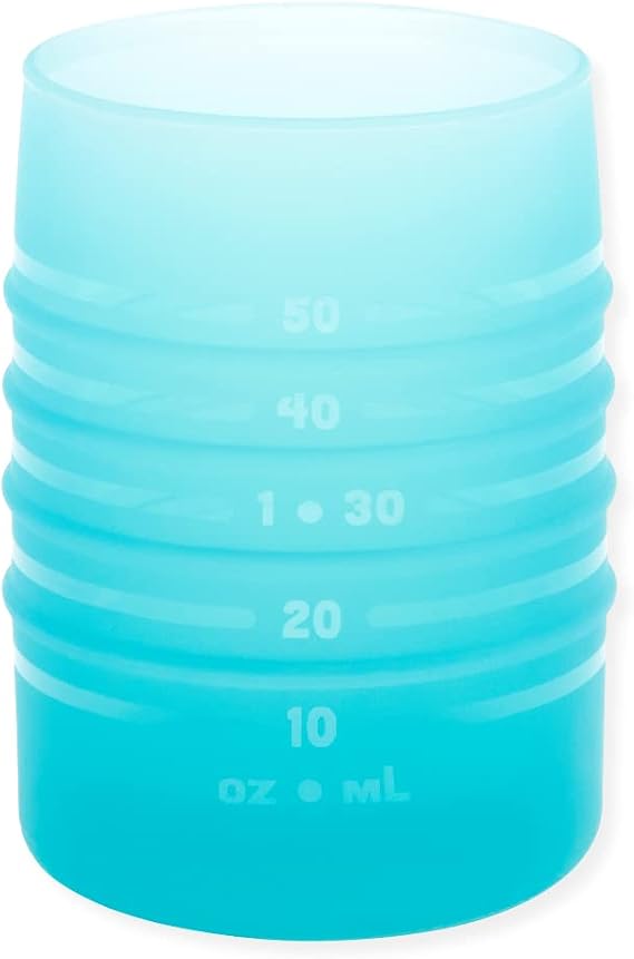 Bumkins Baby and Toddler Cups, Sip Cup, Spill Proof Training Drinking for Babies Ages 4 Months, Tip Proof, Platinum Silicone Starter Cup, First Year Learning Supplies, Easy to Hold, Holds 2oz, Blue