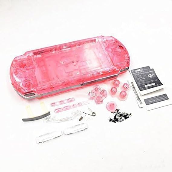 Full Shell Housing Case Cover with Buttons Kit Set for PSP3000 PSP 3000 3001 3002 3003 3004 Series Replacement - Clear Pink