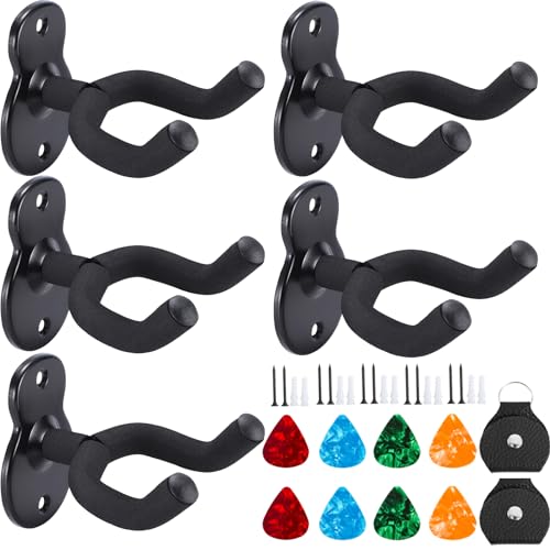 Guitar Wall Mount,Ukulele Hanger Hook Holder Stand Guitar Hangers Hooks for Acoustic Electric Bass Guitars and Ukulele 5 Set