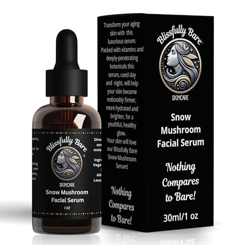 Skincare Snow Mushroom Facial Serum, 1 Oz. intense hydration, moisture-locking, gentle & non-toxic, hormone receptor friendly, minimalist formula, carefully selected for radiant glow