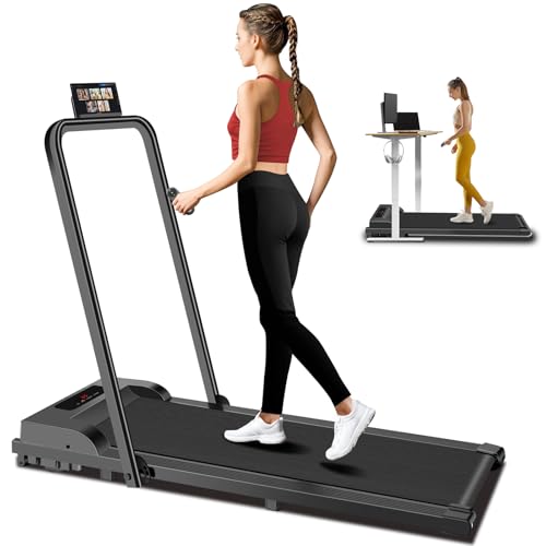 Treadmill with Incline 3-in-1 Portable Treadmills for Home Small, Incline Walking Pad Treadmill with Handle Bar, Walking Pad Foldable with 3.0HP Quiet Brushless, LED Dispay, 300LBS Capacity C Black