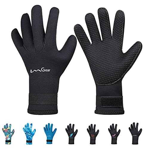 OMGear Neoprene Gloves Diving Wetsuit Gloves 3mm Flexible Thermal with Adjustable Waist Strap for Snorkeling Scuba Diving Surfing Kayaking Rafting Spearfishing Sailing