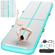FBSPORT Inflatable Air Gymnastics Mat Training Mats 48 inches Thickness Gymnastics Tracks for Home UseTrainingCheerleadingYogaWater with Pump