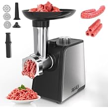 Electric Meat Grinder & Sausage Stuffer - Heavy Duty Mincer with 3 Plates, Kubbe Kit & Stainless Steel Blades for Home Kitchen