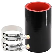 High Performance 5-Ply Reinforced Straight Length 4 Inch ID 2 Inch Silicone Coupler Hose with 2 T-Bolt Clamps,Wall Thickness 6mm Suitable High Level Turbo Pipe