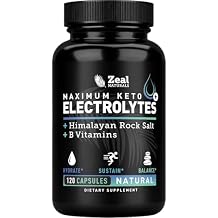 Zeal Keto Electrolyte Capsules - 120 Capsules | Keto Electrolytes Tablets for Rehydration | B-Vitamins + Pink Himalayan Salt | Potassium, Zinc, Magnesium, Sodium | Hydration Supplement