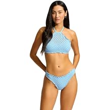 Seafolly Daydreamer Hipster Pants - Bikini for Women - Low Rise Waist - Lettuce Edge - Regular Leglines Powder Blue AUS 10 (US Women's 6) One Size