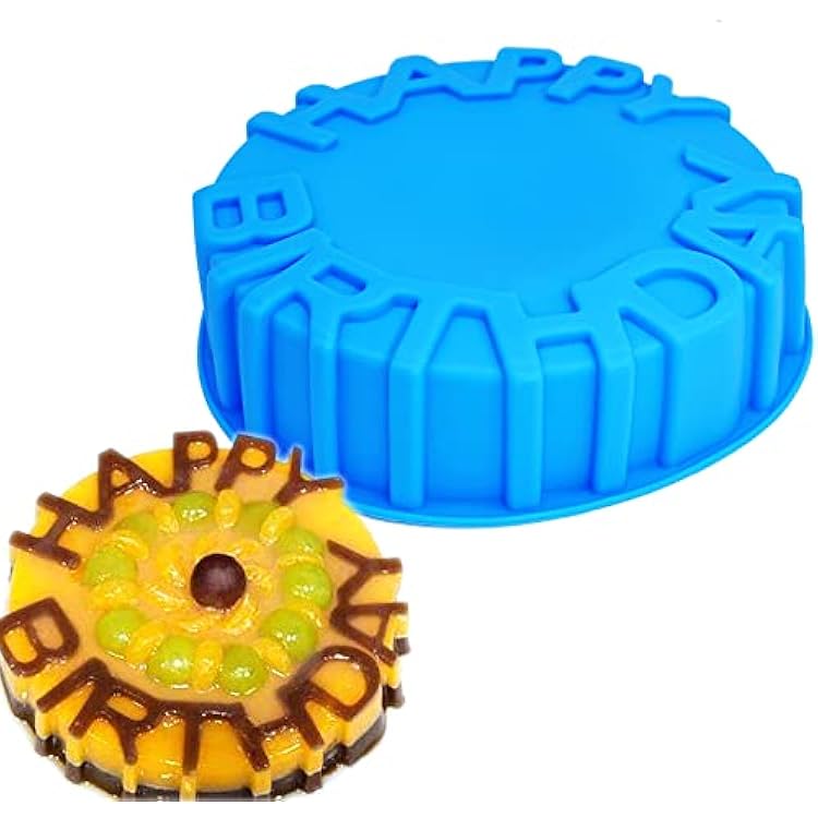 X-Haibei 7-Inch Round Happy Birthday Cake Pan Breakable Chocolate Surprise Gift Mold Food-Grade Silicone Easy-to-Use Baking & Chocolate Mold