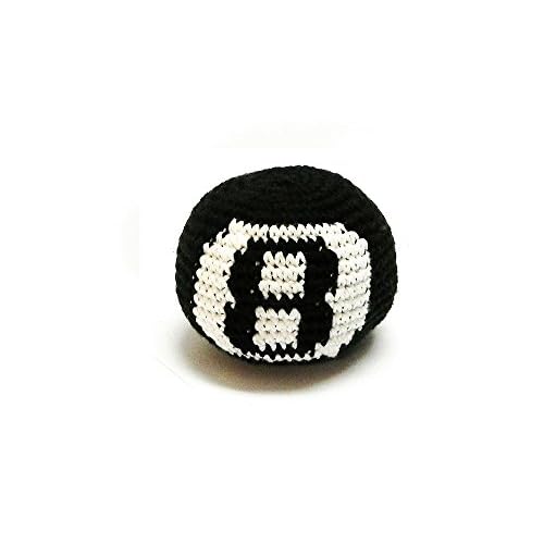 Mia Jewel Shop - Black 8 Ball Crochet Hacky Sack Footbag Handmade Kick Ball & Juggling Ball Gift