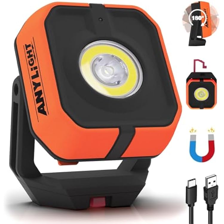 Work Light, Magnetic Rechargeable Light with 4 Modes & 150Rotatable, 1200LM Waterproof Portable Light with 360 Rotating for Emergency Car Repair, Grill, Outdoor Work 1 PK Upgrade