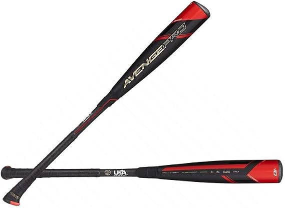 Axe Bat 2022 Avenge Pro (-10, 2-5/8") USABat Baseball Bat, 2-Piece Composite, Black/Red/Gold