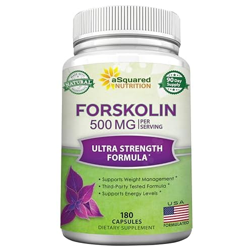 aSquared Nutrition Forskolin 500mg Per Serving Max Strength-180 Capsules, Supplement for Pure Weight Loss Fuel, Coleus Forskohlii Root - Forskolin Diet Pills, Belly Buster Fat Burner 2X Slim Trim Lose