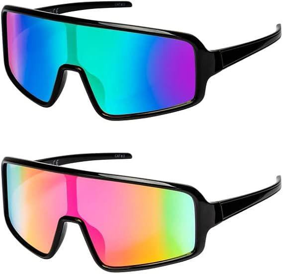 FLAWLESS EYEWEAR Oversized Shield Wraparound Sports Sunglasses for Men Women Outdoor One Piece Visor Mirror Sport Glasses