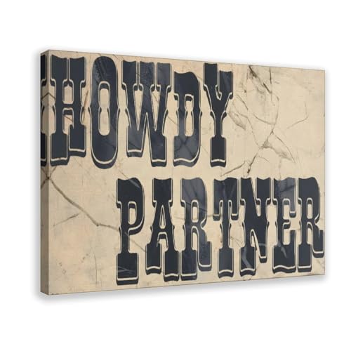 Howdy Partner Typography Wall Art Print Poster, Midwest Decor, Southwestern Wall Art Canvas Print Poster, Modern Design, Southern Home Art 16x24inch40x60cm Frame-style