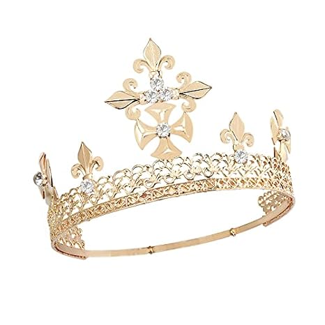Vintage Crystal Queen King Crown Tiara Wedding Prom Headband For Women Elegant Headband Bridal Wedding Prom Birthday Party (Gold Silver)