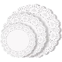 TIPTAP Disposable Paper Doilies,150PCS with sorted Sizes, 6.5IN/8.5IN/10.5IN White Lace Placemat, Tableware Decoration for Dessert Trays, Food, Parties, Crafts, Wedding and More