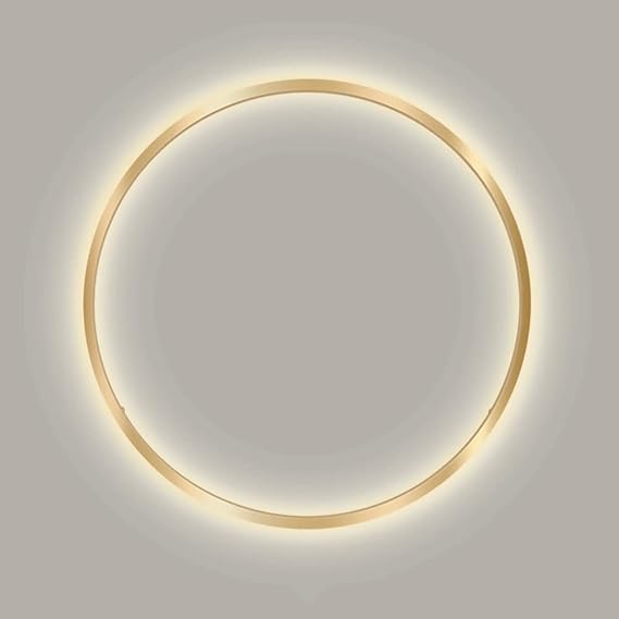 23.6" Ring Bedroom Backdrop Lamp, Gold Metal Round Wall Sconce with Strip Acrylic Shade, Modern 15W LED Linear Wall Lights, Simple Living Room Decorative Lighting Atmosphere Light