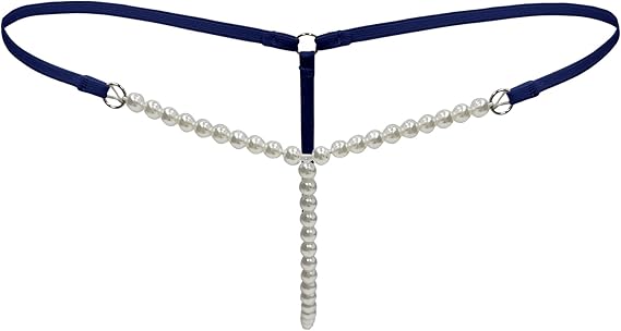 ZUYPSK Womens Pearls G-String Thongs T Back Lingerie Massage Chain Brief Mini Bikini Underwear