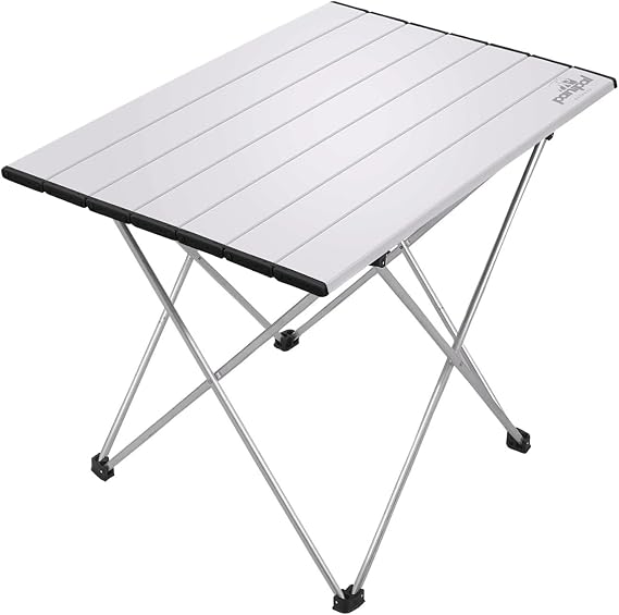 Outdoor Katlanabilir Alüminyum Kamp ve Piknik Masası, 56x41x45 cm, 1370 gr, 18 kg Taşıma Kapasitesi, Omuz Askılı Çanta ile (Gri)