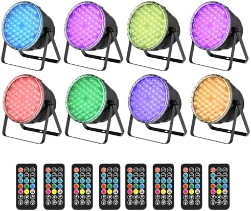BETOPPER Par Lights with Remote Control, 54x3W LED RGB 3-in-1 Stage Lights DMX DJ Lighting Fixtures, Superior Brightness Strobe Light & Wash Light for Party, Concert, Church, Wedding, Bar,8 Pack
