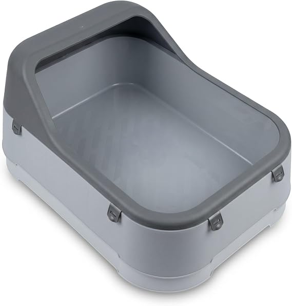 Orret Home Kedi Kumu Kabı Geniş Hacimli Kedi Tuvaleti Plastik Kedi Tuvalet Kabı Açık Kedi Kum Kabı Kolay Temizlenebilir Dayanıklı Tasarım (Açık-Koyu Gri)