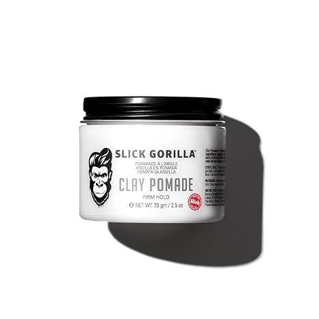 Slick Gorilla Clay Pomade for Men, Firm Hold Matte Texturizing Clay, 2.5 oz | Hair clay for men with kaolin and bentonite for matte texture, low-shine control, volume and definition on thick or wavy hair
