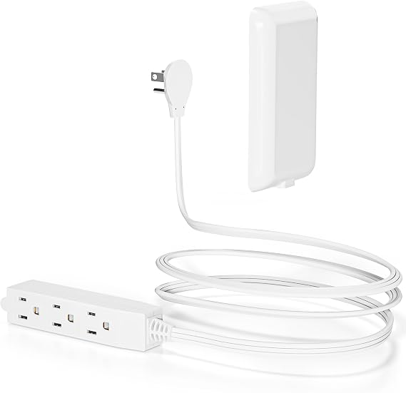 Flat Plug Power Strip 3FT - Ultra Thin Extension Cord White Wall Outlet Extender 3 Outlets with Baby Proofing Cover for Kitchen, Behind TV, Bedroom ETL Listed 13A 125V 1625W
