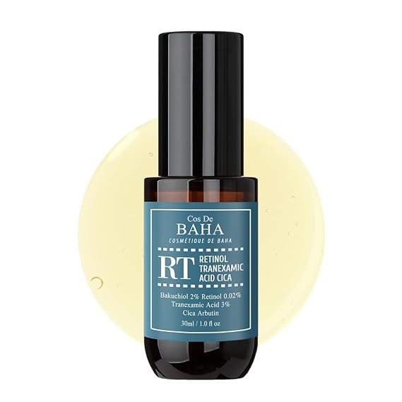 Cos De BAHA Retinol 0.02% + Tranexamic Acid & Bakuchiol 2% Serum 1 Fl Oz - Enhanced Skin Texture and Tone, with Hydrating Aloe & Nourishing Botanicals (30 ml)