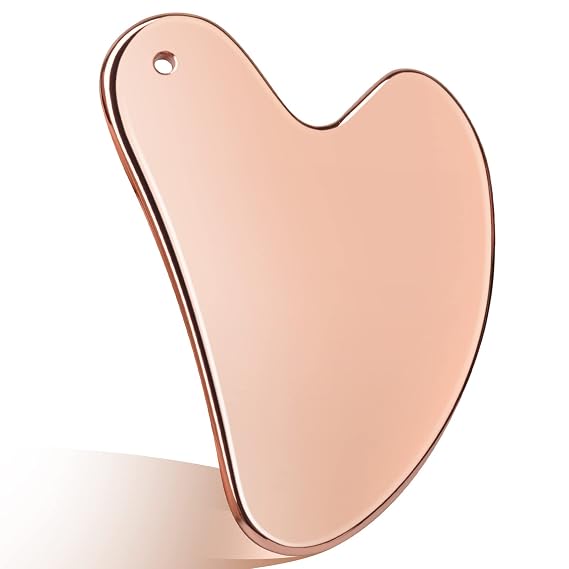 Stainless Steel Gua Sha Tool for Face, Gua Sha Jade,Gua Sha Facial Tools Tighten Skin, Gua Sha Massage Beauty Tool for Body Eyes Neck Massager with Travel Pouch (Rose Gold)