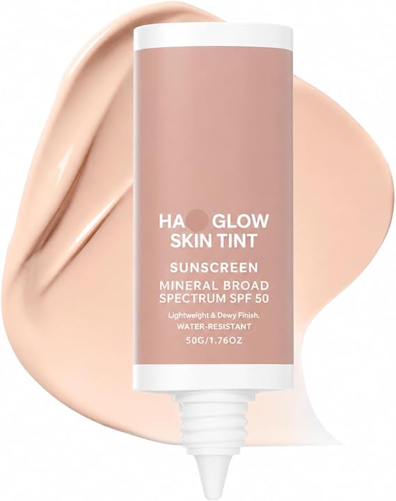 SPF 50 Sunscreen Tinted Moisturiser - Lightweight Face Sun Cream for Natural Dewy Glow, Hydrating SPF 50 Face Moisturiser with Niacinamide, No White Cast, Korean Sunscreen Inspired Texture - 50g