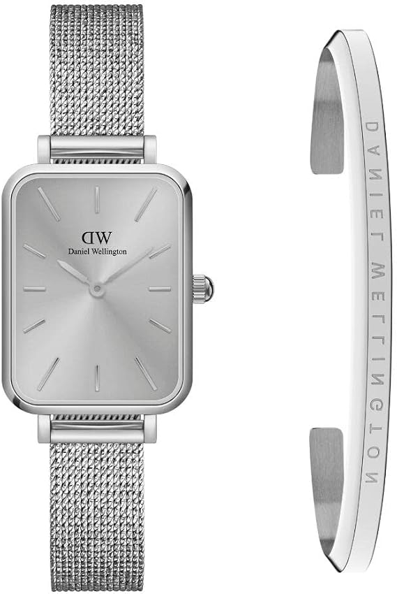 Daniel Wellington Daniel Wellington DW Ladies Watch + Bracelet Set, Elegant Girlfriend, Quadro 20X26, Unitone Silver S+Classic Bracelet, S Small Gift Set