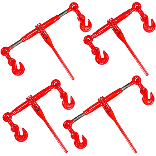 Ratchet Chain Binder 38-12 4pack Load Binders 9200 Lbs Working Load Breaking, Chain Binders Ratcheting Heavy Duty of Transportation, Agricultural Machinery and Other Fields