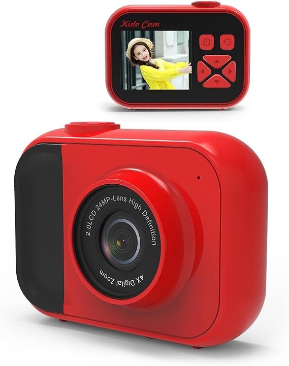 Meisei Children's Camera, Children's Digital Camera, Kids Camera, Video Camera, Children's Gift, 24 Megapixels, Multi-functional, Music Playback, Lightweight, 1080P Recording, 4x Zoom, 2 Inch IPS