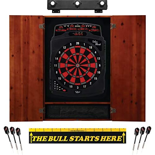 Viper Solar Blast Electronic Dartboard, Metropolitan Cinnamon Cabinet & Shadow Buster Dartboard Light Bundle