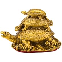 BRABUD Brass Three Generation Turtles Collectible Figurines Handmade Statue Attract Wealth Home Office Desk Decor