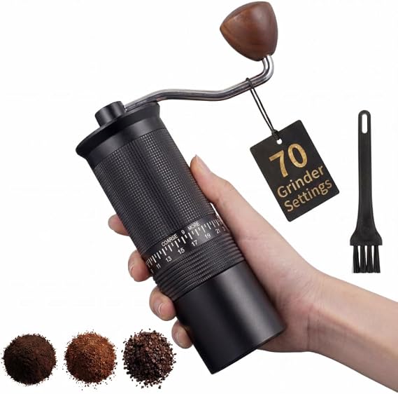 Manual Coffee Grinder 25g 70 Grinder Settings– Coffee Grinder Manual Stainless Steel Burr for Espresso Coffee, Filter, French Press, Cold Brew– Portable Coffee Grinders for Kitchen, Travel, Camping