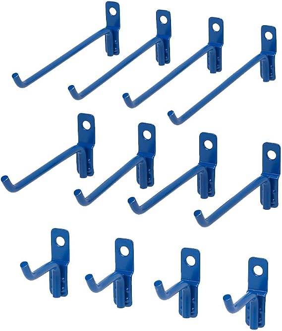 OmniWall Wire Hooks - 12 Pack Variety Garage Organization System for Storage Blue