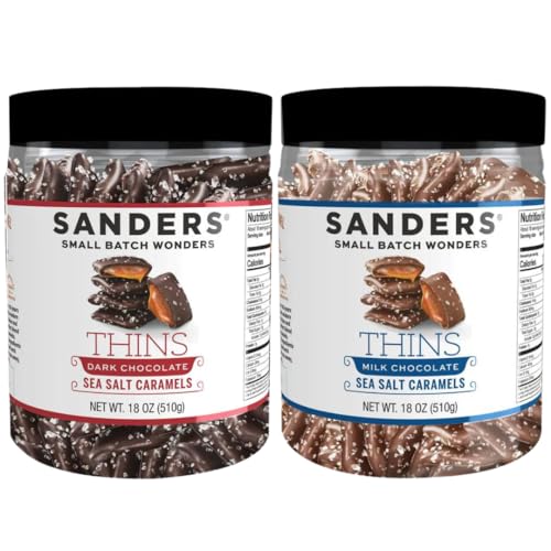 Thins, Sea Salt Caramels, Milk Chocolate & Dark Chocolate Variety, 18 Oz Tubs Pack of 2